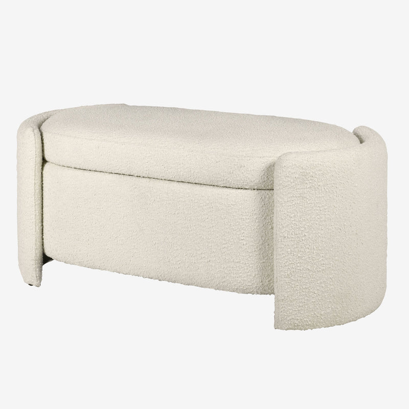 Ivory Bouclé Ottoman Box Andres
