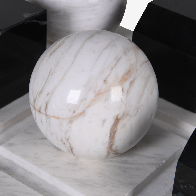 Monochrome Marble Noughts & Crosses - Casa di Lei