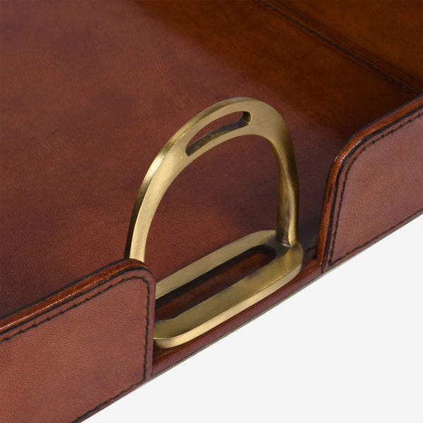 Safari Tan Leather Serving Tray