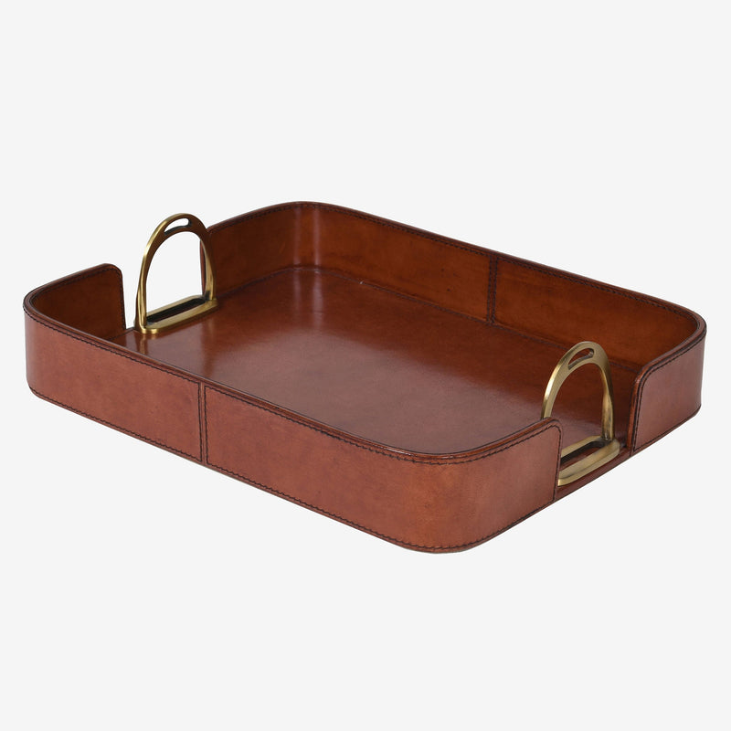 Safari Tan Leather Serving Tray - Casa di Lei