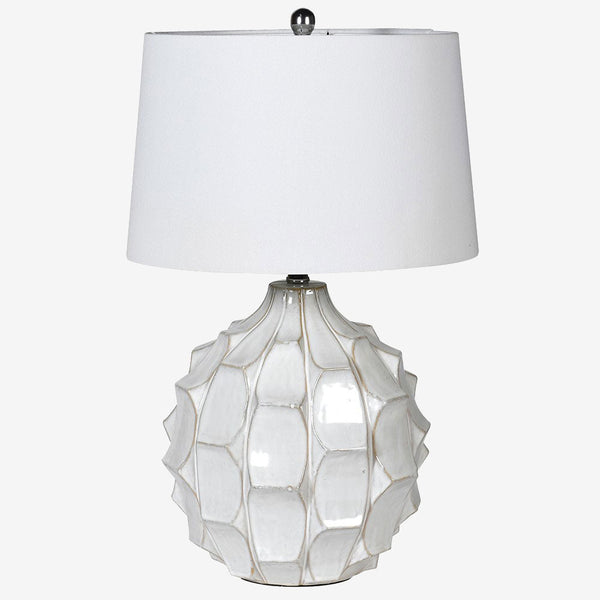 Sculpted Pure White Ceramic Table Lamp Aurora